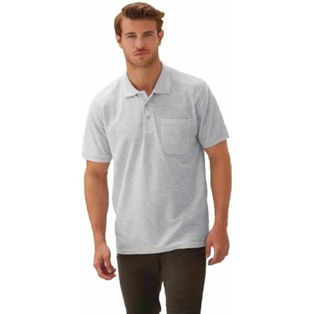 Grey short sleeve polo shirt for men