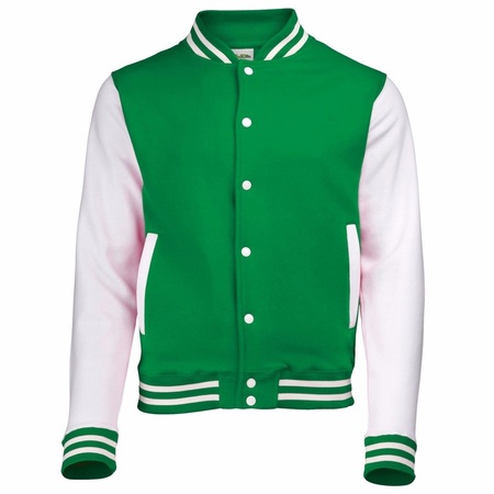 Baseball jack jas groen/wit voor heren