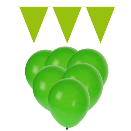 Groene ballonnen en vlaggenlijnen set
