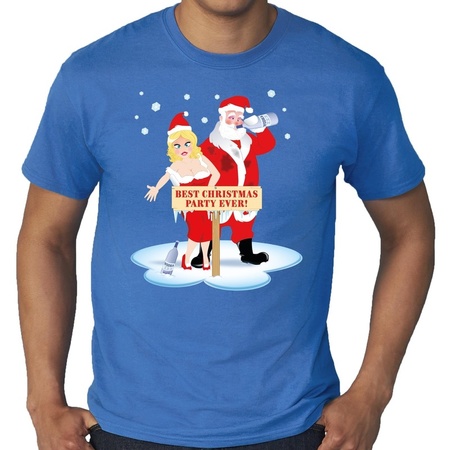 Grote maten fout Kerst t-shirt best Christmas party blauw heren
