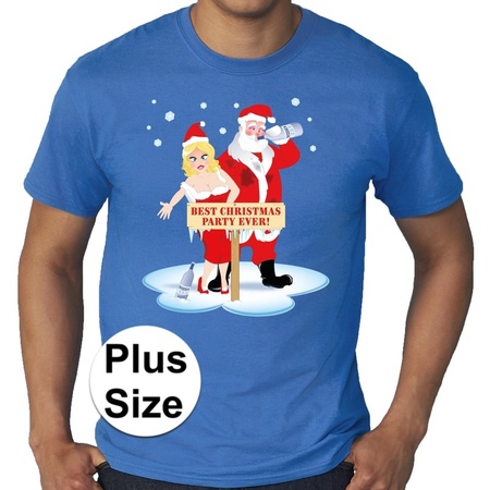 Grote maten fout Kerst t-shirt best Christmas party blauw heren