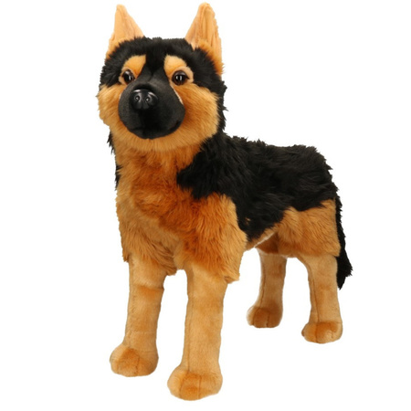 Grote pluche bruin/zwarte Duitse Herder hond staand knuffel 53 cm speelgoed