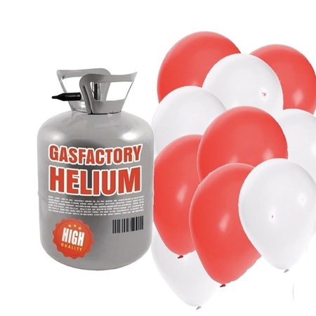 Helium tank with 50 Valentine balloons