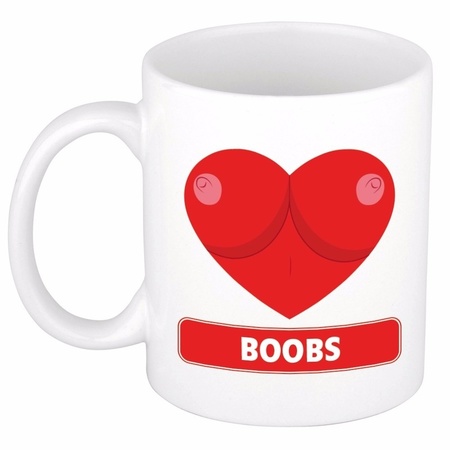 I Love Boobs cadeau beker / mok keramiek 300 ml