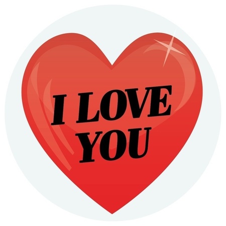 Ronde kadopapier sticker hart I Love You 9 cm