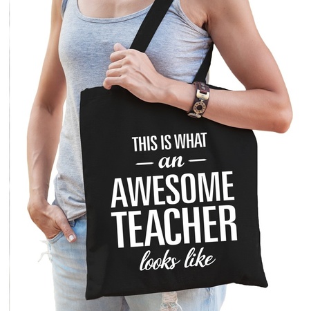 Awesome teacher cotton bag black