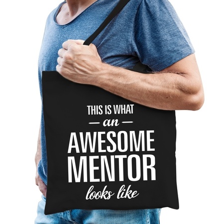 Awesome mentor cotton bag black