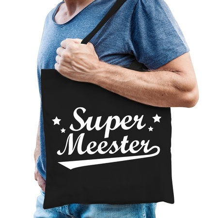 Super meester cotton bag black