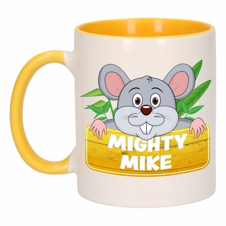 Muizen beker / mok met gele binnenkant van Mighty Mike 300 ml