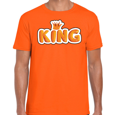 King with cartoon letters t-shirt orange for men