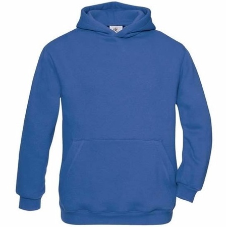 Basic kobalt blauwe capuchonsweater met buidelzak voor jongens