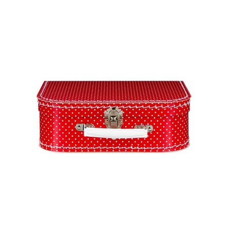 Koffertje voor kinderen rood met wit 25 cm