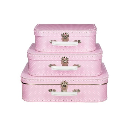 Koffertje voor kinderen roze polka dot 25 cm