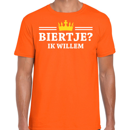 Kingsday t-shirt for men - biertje, ik willem - orange - partywear