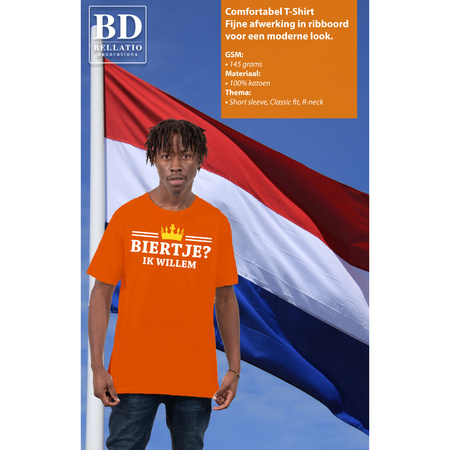 Kingsday t-shirt for men - biertje, ik willem - orange - partywear