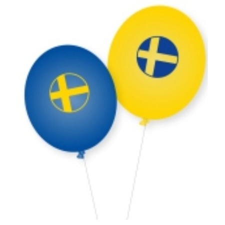 24x Sweden flag theme party decorations balloons