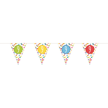 Leeftijd verjaardag  9 jaar geworden feestpakket vlaggetjes/ballonnen