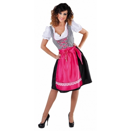 Oktoberfest dirndl zwart met roze schort voor dames