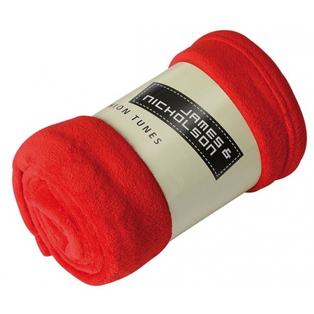 Microfibre fleece blanket red