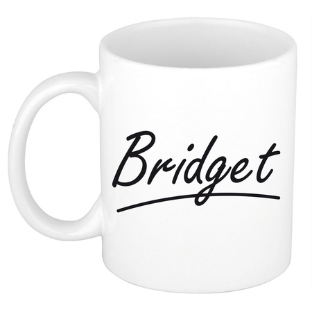 Naam cadeau mok / beker Bridget met sierlijke letters 300 ml