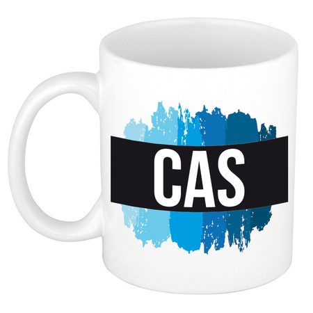 Name mug Cas with blue paint marks  300 ml