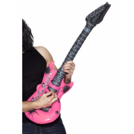 Smiffys Opblaas elektrische gitaar - roze - 99 cm