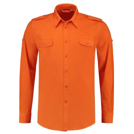 Oranje heren overhemd stretch