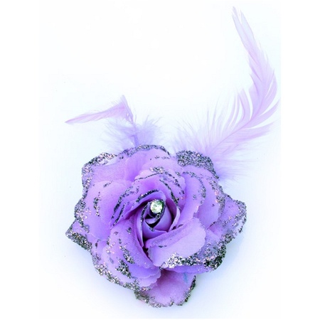 Haarclip glitter bloem paars