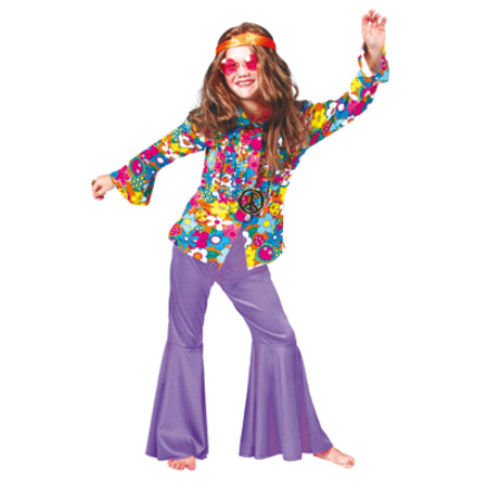 Carnavalskleding paarse hippie broek voor kinderen