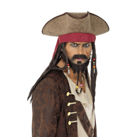 Feestartikelen Piraten hoed met Jack Sparrow haar