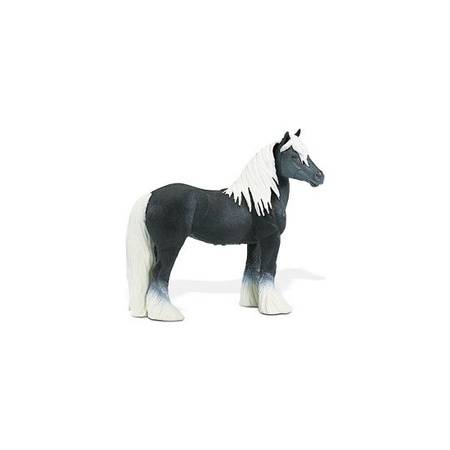 Zwart met wit speelgoed paard 11,5 cm