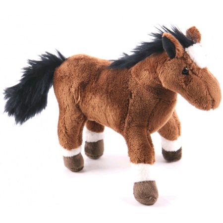Zachte paarden knuffels bruin 24 cm