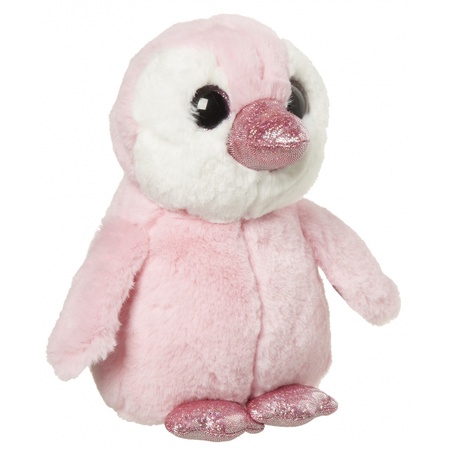 Pluche pinguin dierenknuffel roze 18 cm