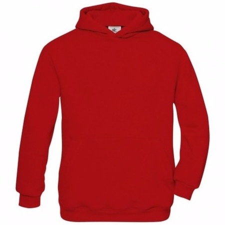 Basic rode capuchonsweater met buidelzak voor jongens