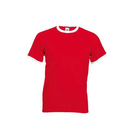 Katoenen ringer shirt rood met wit voor heren