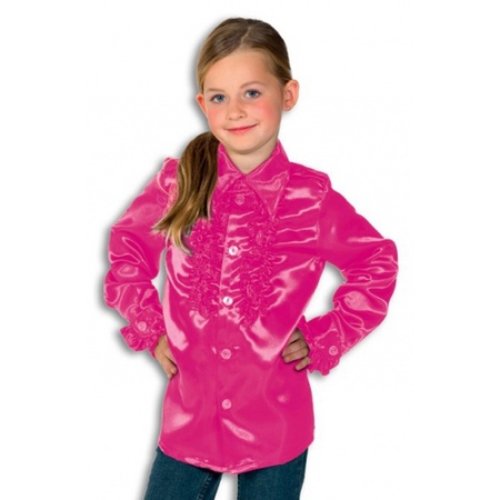 Carnavalskleding Rouches blouse roze voor kids