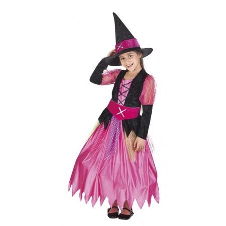 Roze heksen kinder kostuum 3-delig
