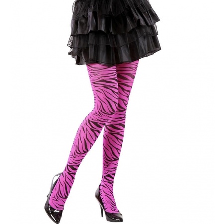 Feestartikelen Roze panty in zebra print