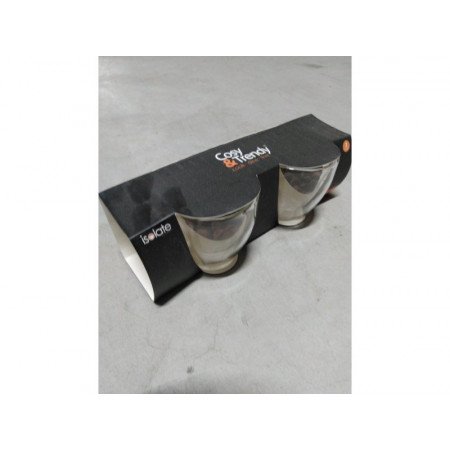 Set van 2x dubbelwandige koffie/espresso glazen met oor 60 ml - transparant
