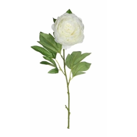 Set of 5x pieces creme white  peony roses artificial flowers 76 cm