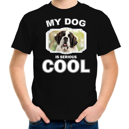 Sint bernard honden t-shirt my dog is serious cool zwart voor kinderen