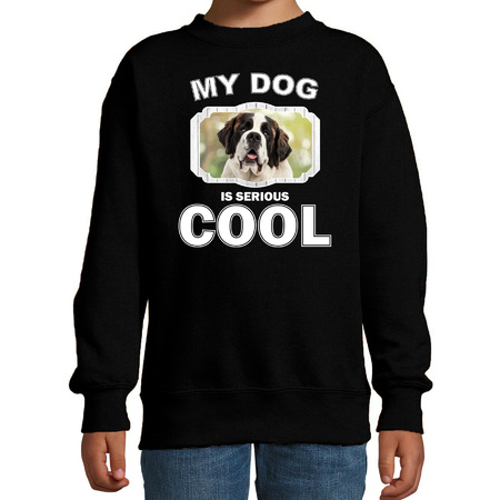 Sint bernard honden trui / sweater my dog is serious cool zwart voor kinderen