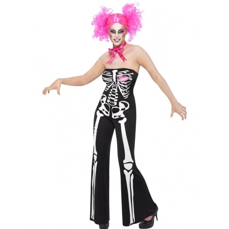 Carnavalskleding Skelet jumpsuit voor dames