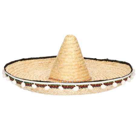 Feest sombrero naturel 60 cm van stro voor volwassenen