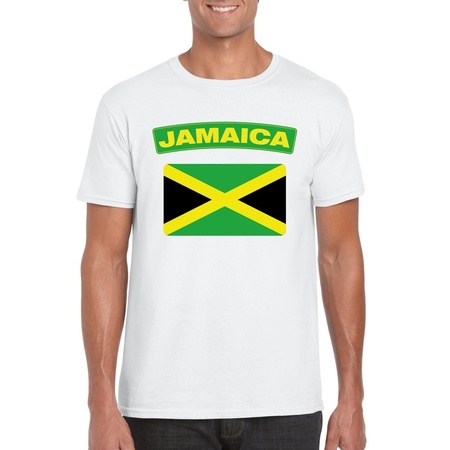 T-shirt met Jamaicaanse vlag wit heren
