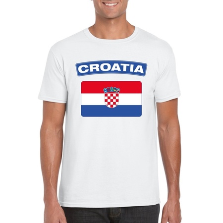 T-shirt met Kroatische vlag wit heren