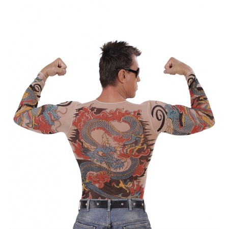 Carnavalskleding Tattoo shirt tijger en draak