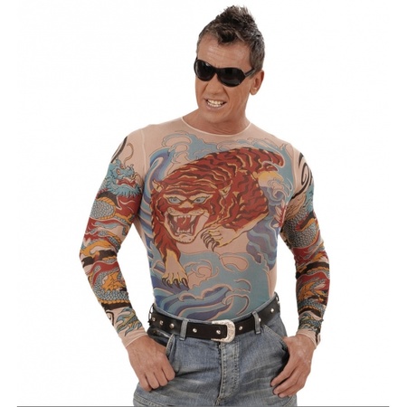 Carnavalskleding Tattoo shirt tijger en draak
