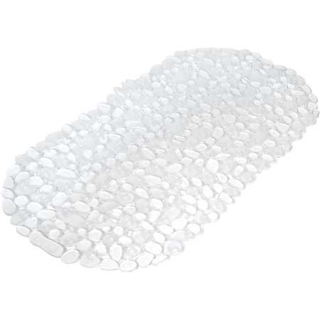 Bath mat - non-slip - transparent - pebble pattern - oval - 36 x 69 cm