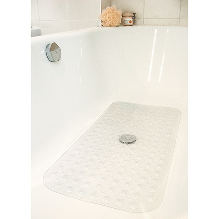 Bath mat - non-slip - transparent - with suction cups - 37 x 79 cm